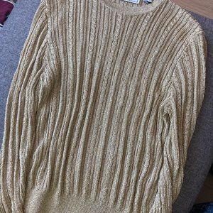 Vintage Gold Cable Knitted Metallic Gold Sweater